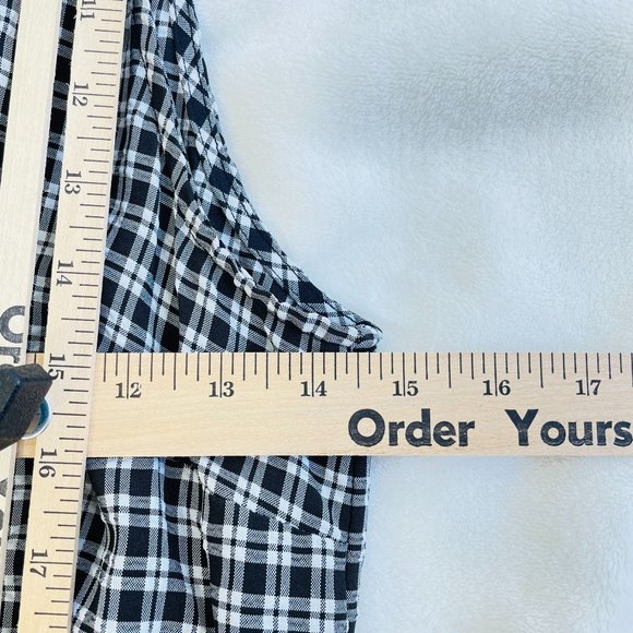 Donna Morgan Midi Dress Size 10 Tiered Dress Plaid Black White Sleeveless New - Picture 10 of 13